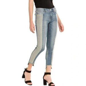 Miss Me Two Tone Ankle Skinny Jeans Step Hem Size 26‎ Style M2131AK